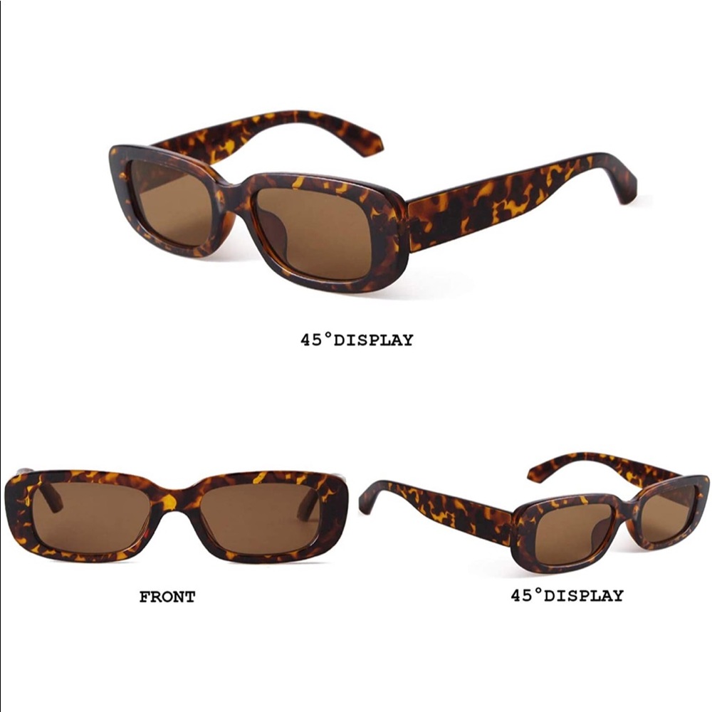 90’s Retro Tortoise Rectangle Sunglasses - Picture 2 of 4
